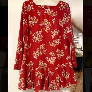 Fun Flirty Feminine Long Sleeve Floral Dress